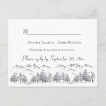 Winter Wedding RSVP Mountain Trees Country Rustic