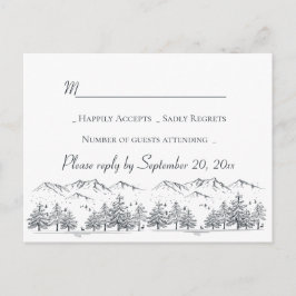 Winter Wedding RSVP Mountain Trees Country Rustic Uitnodiging Briefkaart