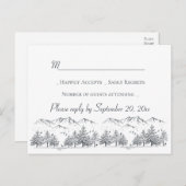 Winter Wedding RSVP Mountain Trees Country Rustic Uitnodiging Briefkaart (Voorkant / Achterkant)