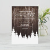 Winter Wedding Rustic Wood Huwelijksuitnodiging Kaart (Staand voorkant)