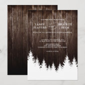 Winter Wedding Rustic Wood Huwelijksuitnodiging Kaart (Voorkant / Achterkant)