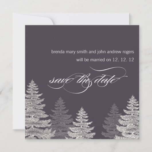 Winter Wedding Save the Date Cards Trees (Voorkant)