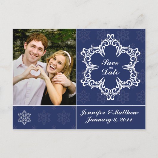 Winter Wedding Save the Date Foto Briefkaart - Ned (Voorkant)