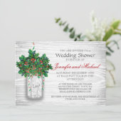 Winter Wedding Shower Mason Jar Holly Berry Kaart (Staand voorkant)