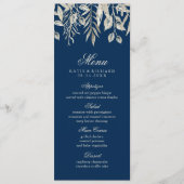 Winter Wedding Silver en Navy Blue Menu (Voorkant)