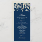 Winter Wedding Silver en Navy Blue Menu (Voorkant / Achterkant)