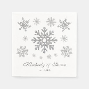 Winter Wedding Silver Snowflake Napkins Servet