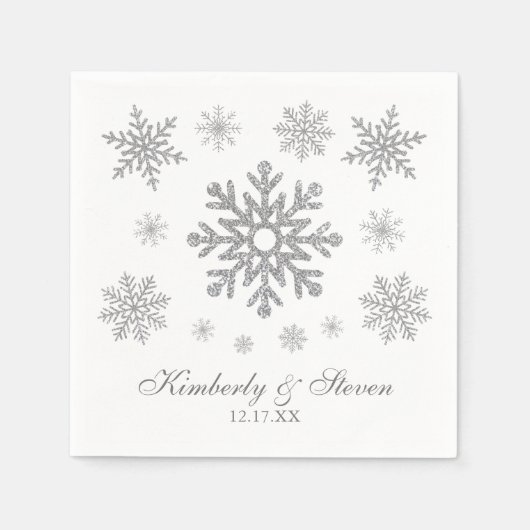 Winter Wedding Silver Snowflake Napkins Servet (Voorkant)