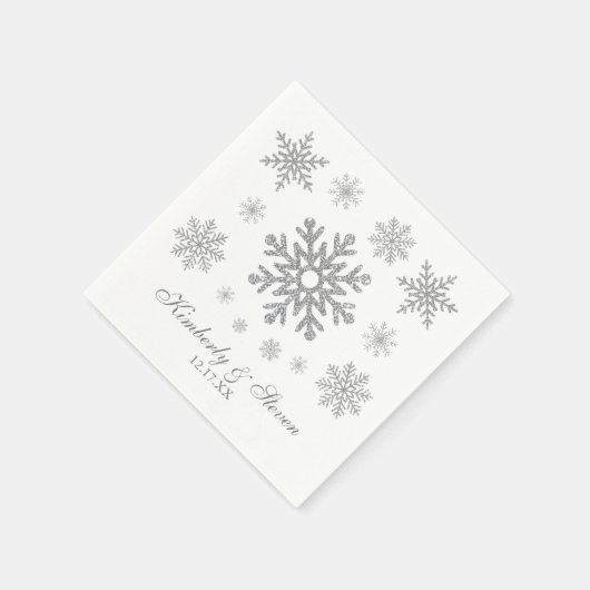 Winter Wedding Silver Snowflake Napkins Servet (Hoek)