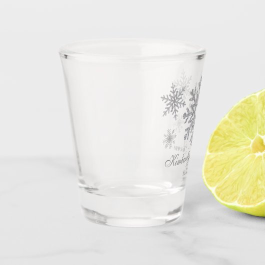Winter Wedding Silver Snowflakes Shot Glass Glas (Links)