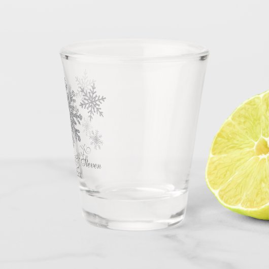 Winter Wedding Silver Snowflakes Shot Glass Shot Glas (Rechts)