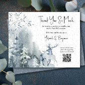 Winter Wedding Snow Forest and Deer Bedankkaart