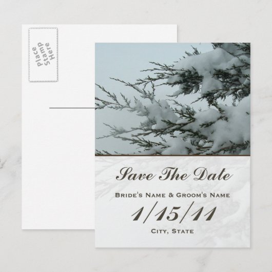 Winter Wedding Snow Save the Date Briefkaart (Voorkant / Achterkant)