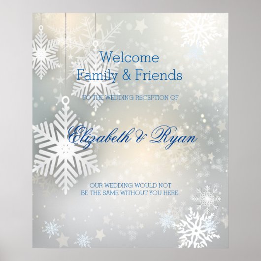 Winter Wedding, Snowflakes, Custom Welcome Poster (Voorkant)