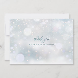 Winter Wedding Snowflakes Elegant Modern Bedankkaart