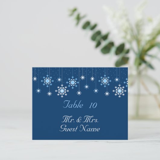Winter Wedding Snowflakes Tafel Kaart (Staand voorkant)