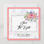 Winter Wedding Square Flower Invitation Kaart (Achterkant)