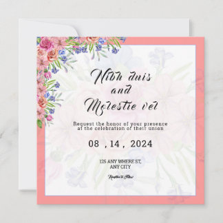 Winter Wedding Square Flower Invitation Kaart