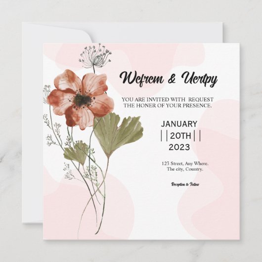 Winter Wedding Square Invitation Kaart Design (Voorkant)
