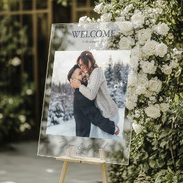 Winter Wedding Stoffig Blauw Fotoscript Acryl Bord
