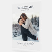 Winter Wedding Stoffig Blauw Fotoscript Acryl Bord (Hoek)