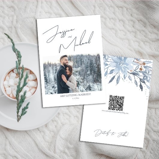 Winter Wedding Stoffig Blauw Fotoscript Save The Date