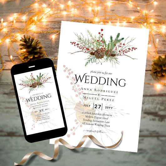 Winter Wedding Suite Print of Digital Download Kaart