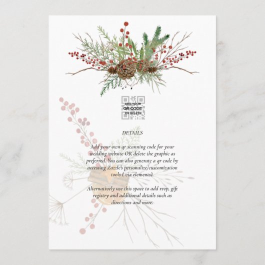 Winter Wedding Suite Print of Digital Download Kaart (Achterkant)