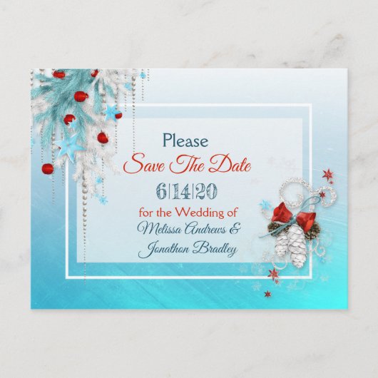 Winter Wedding Thema Save the Date Briefkaart (Voorkant)