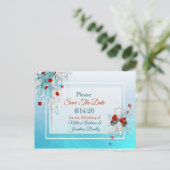 Winter Wedding Thema Save the Date Briefkaart (Staand voorkant)