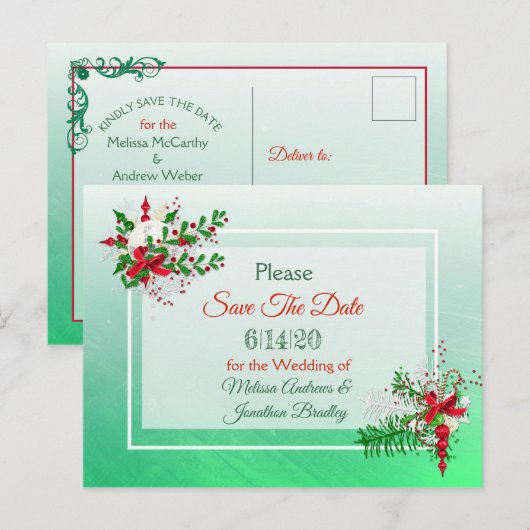 Winter Wedding Thema Save the Date Briefkaart (Voorkant / Achterkant)