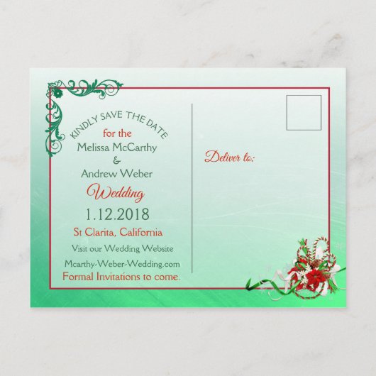 Winter Wedding Thema Save the Date Briefkaart (Achterkant)