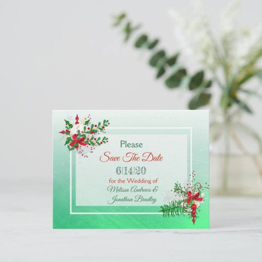 Winter Wedding Thema Save the Date Briefkaart (Staand voorkant)