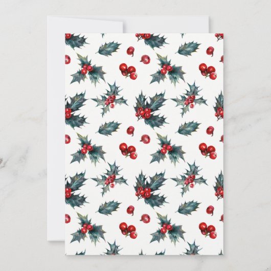 Winter Wedding Vakantie Kerst Bessen Pine Cone Kaart (Achterkant)