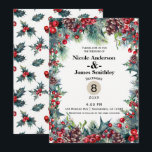 Winter Wedding Vakantie Kerst Bessen Pine Cone Kaart<br><div class="desc">Aanpassen voor elke gebeurtenis.</div>