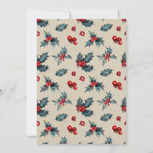 Winter Wedding Vakantie Kerst Bessen Pine Cone Kaart (Achterkant)