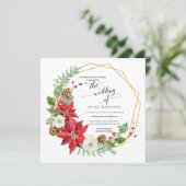 Winter Wedding Waterverf Bloemenkrans | Vierkant Kaart (Staand voorkant)