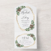 Winter Wedding Waterverf Greenery Script All In One Uitnodiging (Binnen)