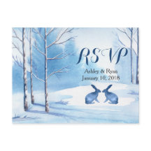 Winter Wedding Waterverf Trees Rabbits RSVP