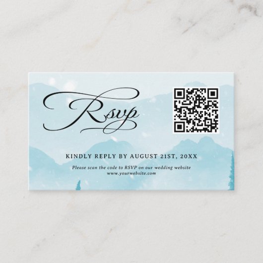 Winter Wedding Website QR Code Budget RSVP Informatiekaartje (Voorkant)