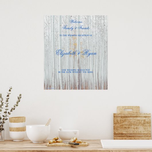 Winter Wedding, White Birch, Custom Welcome Poster (Keuken)