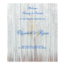 Winter Wedding, White Birch, Custom Welcome Poster