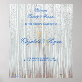Winter Wedding, White Birch, Custom Welcome Poster