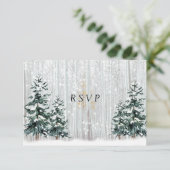 Winter Wedding White Birch Forest Pine Trees Kaart (Staand voorkant)