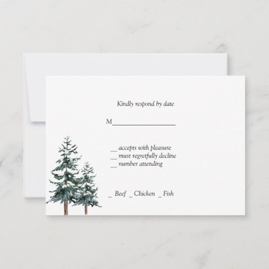 Winter Wedding White Birch Forest Pine Trees Kaart (Achterkant)
