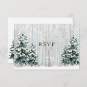 Winter Wedding White Birch Forest Pine Trees Kaart (Voorkant / Achterkant)