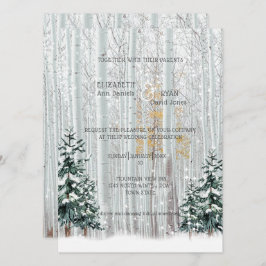 Winter Wedding White Birch Pine Trees Snow Kaart