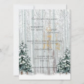 Winter Wedding White Birch Pine Trees Snow Kaart (Voorkant)