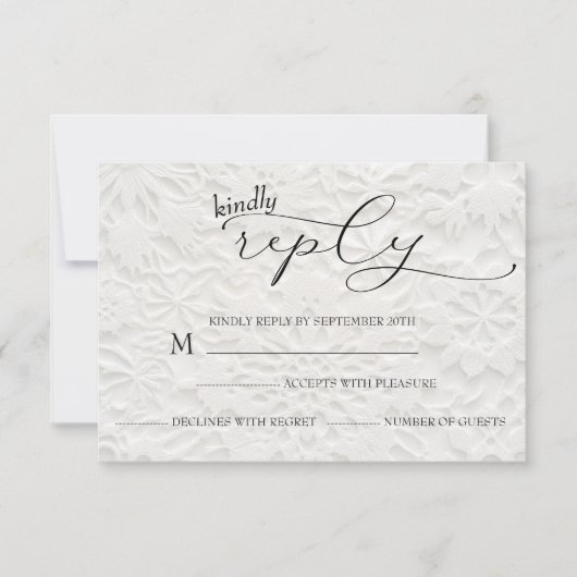 Winter Wedding Wit & Zwart Eenvoudig RSVP Kaartje (Voorkant)