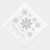 Winter Wedding Zilveren Folie Sneeuwvlok Servetten (Rechts)